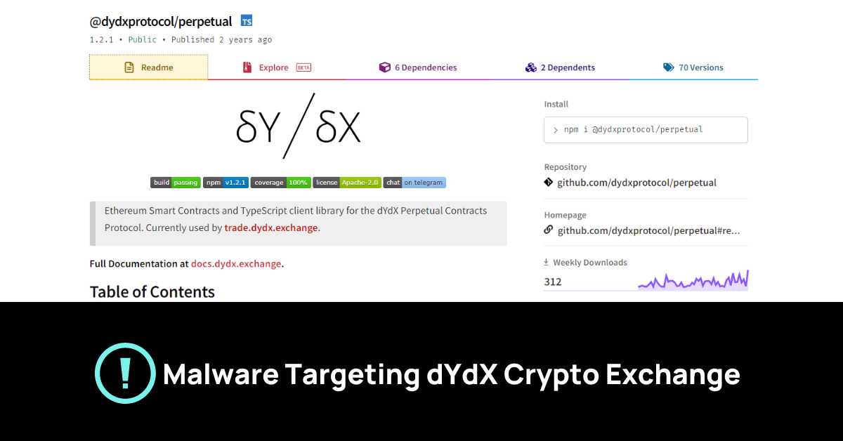 Malware Targeting dYdX Crypto Exchange